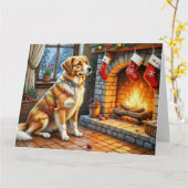 Anatolian Shepherd Fireplace with Christmas Lights カード (黄色い花)