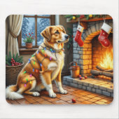 Anatolian Shepherd Fireplace with Christmas Lights マウスパッド (正面)