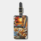 Anatolian Shepherd Fireplace with Christmas Lights ラゲッジタグ (正面縦)