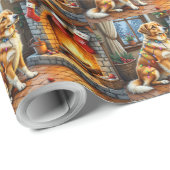 Anatolian Shepherd Fireplace with Christmas Lights ラッピングペーパー (ロールコーナー)