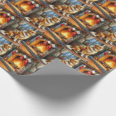 Anatolian Shepherd Fireplace with Christmas Lights ラッピングペーパー (角)