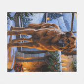 Anatolian Shepherd With Christmas Lights Holiday フリースブランケット (正面(横))