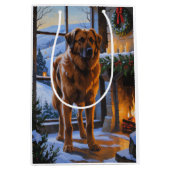 Anatolian Shepherd With Christmas Lights Holiday ミディアムペーパーバッグ (正面)