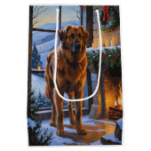 Anatolian Shepherd With Christmas Lights Holiday ミディアムペーパーバッグ (裏面)