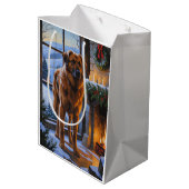 Anatolian Shepherd With Christmas Lights Holiday ミディアムペーパーバッグ (裏面アングル)