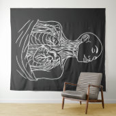 Anatomical Ascension – Haunted Line‑Art Figure タペストリー (インサイチュ(横))