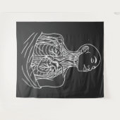 Anatomical Ascension – Haunted Line‑Art Figure タペストリー (正面(横))