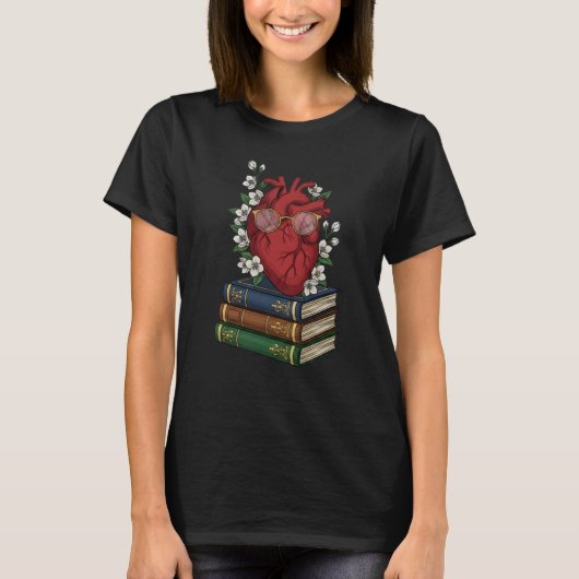 Anatomical Heart and Books Tシャツ (正面)