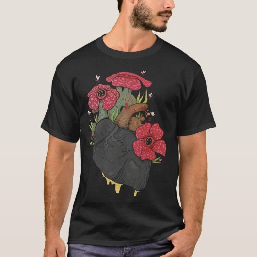 Anatomical Heart And Flowers Men Women Cardiologi Tシャツ (正面)