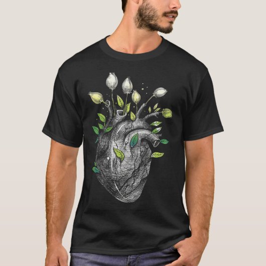 Anatomical Heart And Flowers  Men Women Cardiologi Tシャツ (正面)