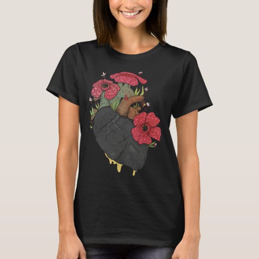 Anatomical Heart And Flowers  Men Women Cardiologi Tシャツ (正面)