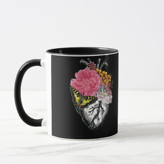Anatomical Heart And Flowers Show Your Love マグカップ (左)