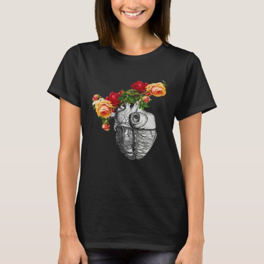 Anatomical Heart And Flowers Show Your Love Women  Tシャツ (正面)