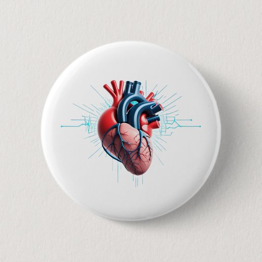 Anatomical Heart – Artistic Medical Illustration  缶バッジ (正面)