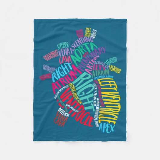 Anatomical Heart Design Cardiac Cardiovascular Icu フリースブランケット (正面)
