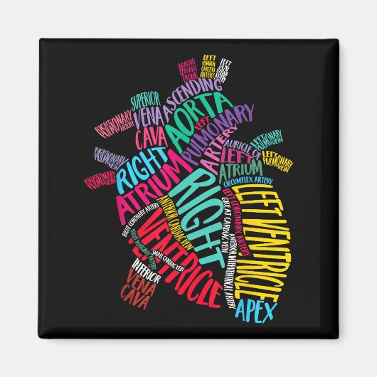 Anatomical Heart Design Cardiac Cardiovascular Icu マグネット (正面)