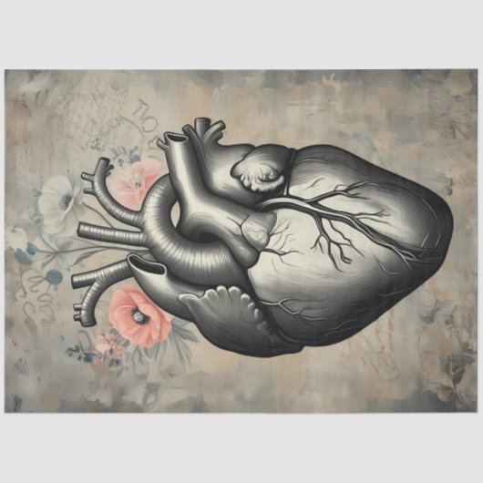 Anatomical Heart Floral Decoupage Paper 薄葉紙 (正面)