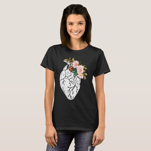 Anatomical Heart Flowers Cardiologist Surgeon Surv Tシャツ (正面フル)