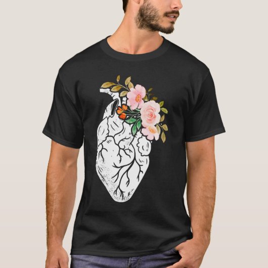 Anatomical Heart Flowers Cardiologist Surgeon Surv Tシャツ (正面)