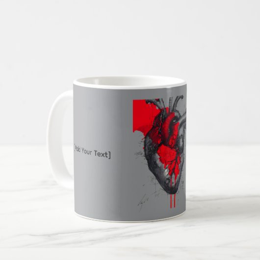 Anatomical Heart Sketch Trash Polka Art Mug コーヒーマグカップ (正面左)