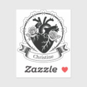Anatomical Heart Tattoo: Black and White Design  シール (シート)
