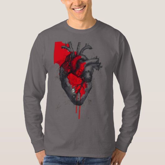 Anatomical Heart Trash Polka Art Long Sleeve Tシャツ (正面)
