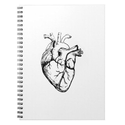 Anatomical Heart Vintage Line Art ノートブック (正面)