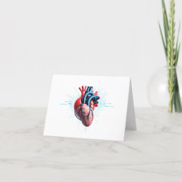 Anatomical Heart with EKG – Medical Art Design サンキューカード
