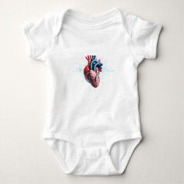 Anatomical Heart with EKG – Medical Art Design ベビーボディスーツ
