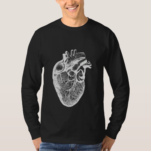 Anatomical Human Heart Illustration Cardiologist V Tシャツ (正面)