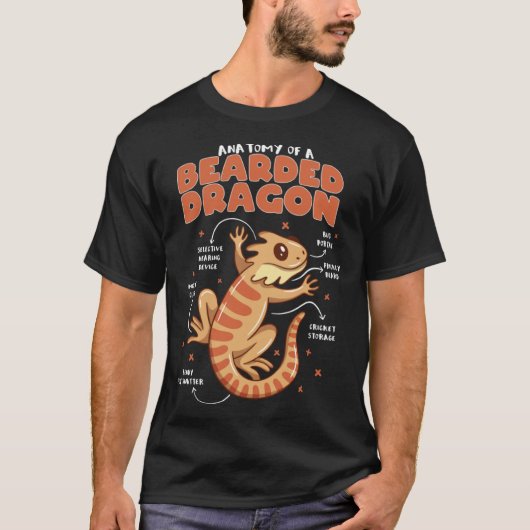 Anatomy of a Bearded Dragon Beardie Herpetology Tシャツ (正面)