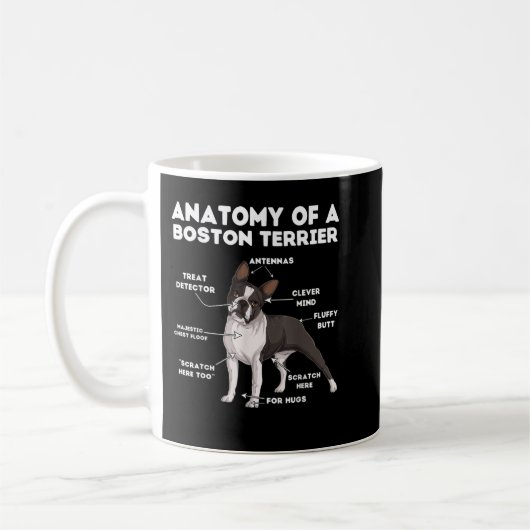 Anatomy of a Boston Terrier コーヒーマグカップ (左)