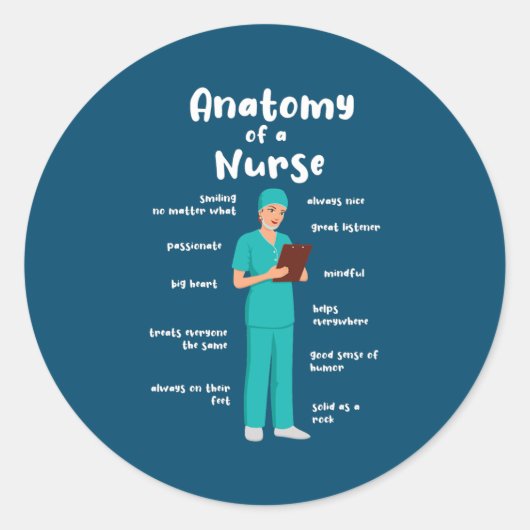 Anatomy Of A Caregiver Funny Geriatric Nurse ラウンドシール (正面)