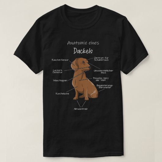 Anatomy of a Dachshund  Badger Dog Dog Teckel  Tシャツ (デザイン正面)