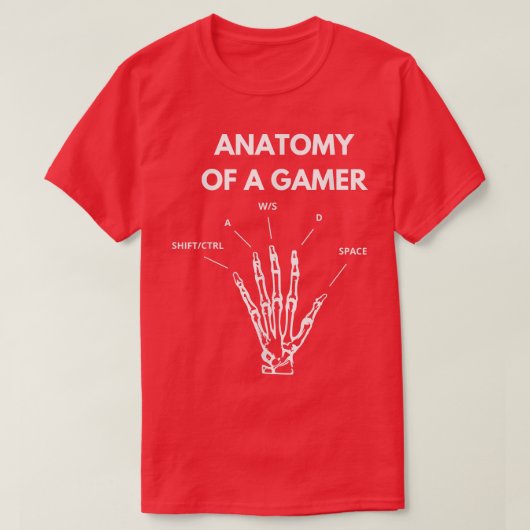Anatomy of a Gamer Hand Skeleton  Tシャツ (デザイン正面)