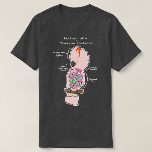 Anatomy of a Moluccan Cockatoo Funny Parrot Shirt Tシャツ (デザイン正面)