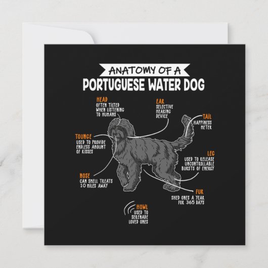 Anatomy Of A Portuguese Water Dog Dog Owner Gift 招待状 (正面)