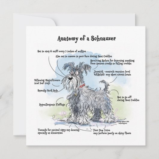 Anatomy of a Schnauzer Funny Notecard ノートカード (正面)