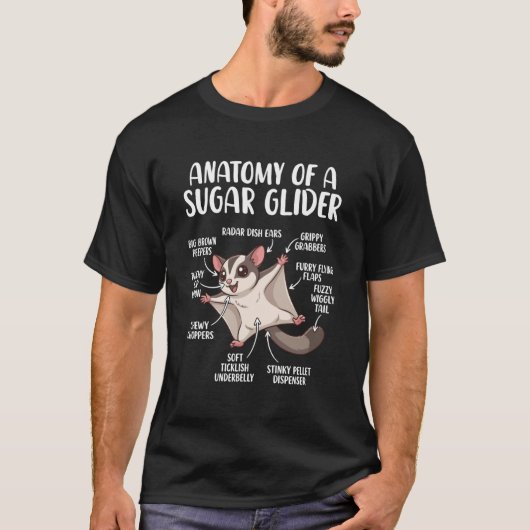 Anatomy of A Sugar Glider Funny Cute Sugar Glider  Tシャツ (正面)