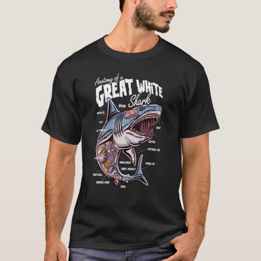 Anatomy of a White Shark Fish Shark Educational  1 Tシャツ (正面)