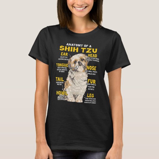 Anatomy Of Shih Tzu Funny Dog Lover Tシャツ (正面)