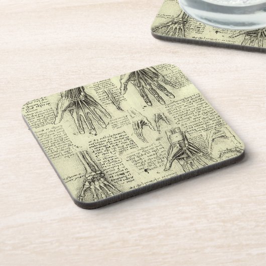 Anatomy of the Human Hand by Leonardo da Vinci コースター (左側)