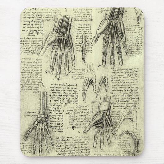 Anatomy of the Human Hand by Leonardo da Vinci マウスパッド (正面)