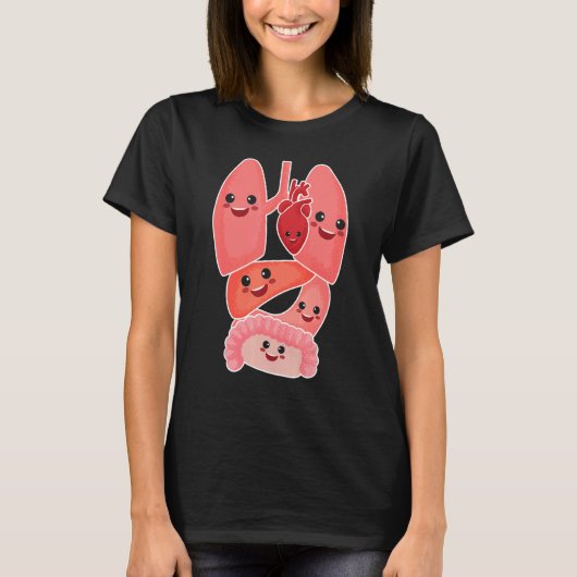Anatomy Physiology Heart Lungs Vital Organs Illust Tシャツ (正面)