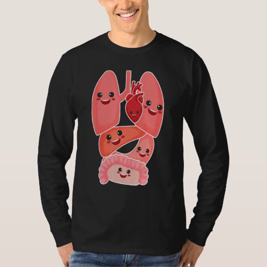 Anatomy Physiology Heart Lungs Vital Organs Illust Tシャツ (正面)