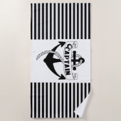 Anchor大尉の航行ボートのストライプの夏 ビーチタオル (正面)