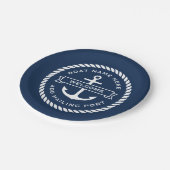 Anchor and rope boat name hailing port welcome ペーパープレート (アングル)