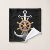 Anchor and Ship's Wheel Bath Towel Set バスタオルセット (ウォッシュタオル)