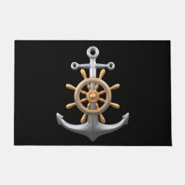 Anchor and Ship's Wheel Doormat ドアマット