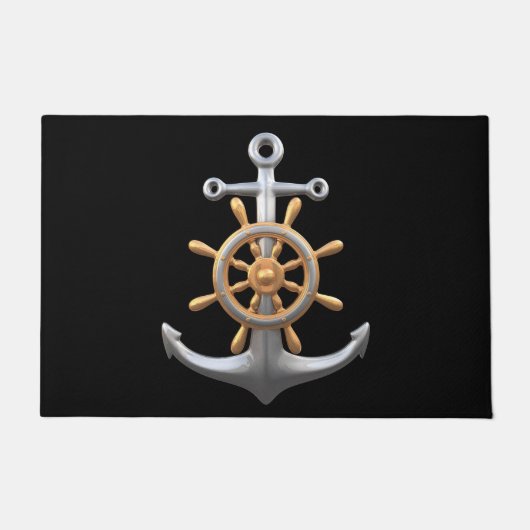 Anchor and Ship's Wheel Doormat ドアマット (正面)